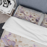 Beige And Purple Adorned Violets I - Duvet Cover Set