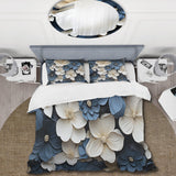 Blue And White Adorned Violets - Duvet Cover Set