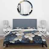 Blue And White Adorned Violets - Duvet Cover Set