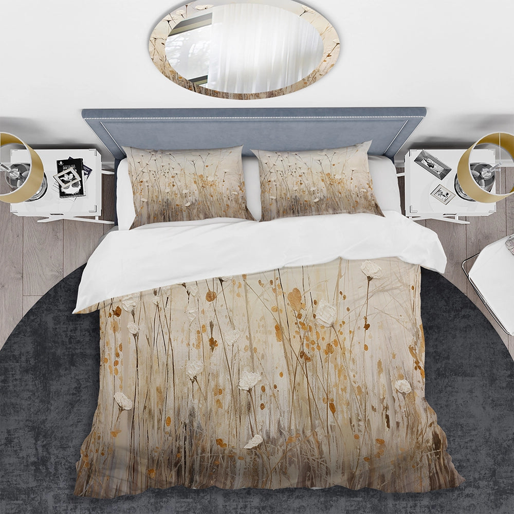 beige Wildflowers Floral Fantasy - Duvet Cover Set