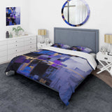 Contemporary black blue purple Abstract - Duvet Cover Set