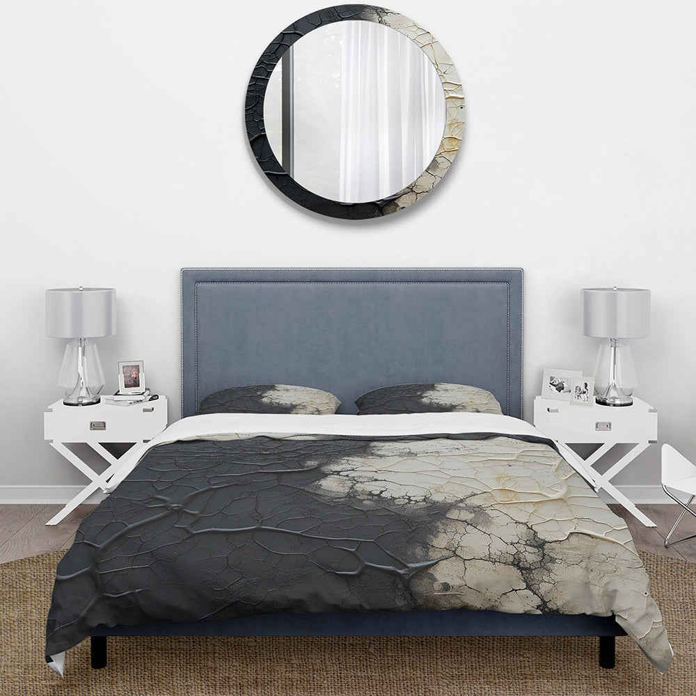 white and black Abstract split - Duvet Cover Set