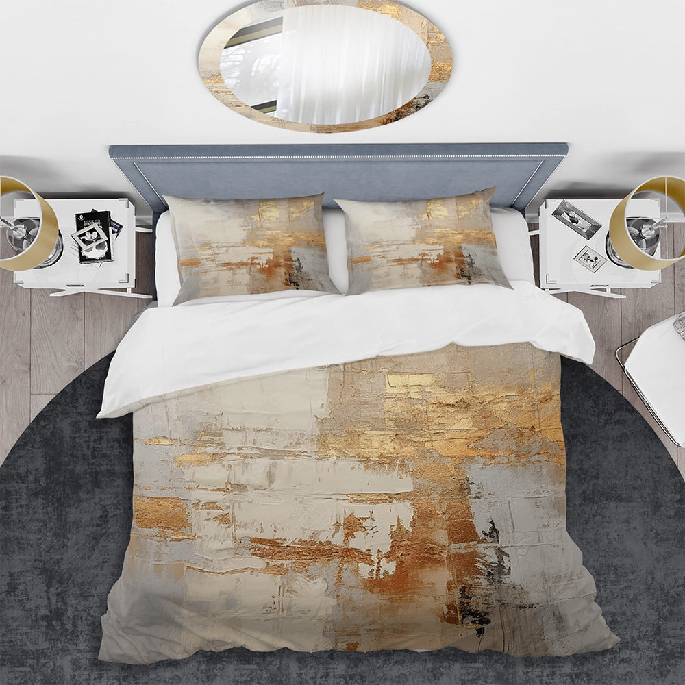 gold and white abstract split - Duvet Cover Set