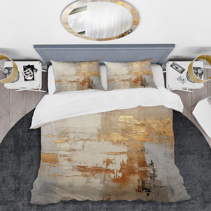 gold and white abstract split - Duvet Cover Set