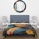 Orange And Teal Feather Avian Elegance - Duvet Cover Set