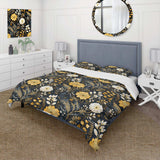 Black And Yellow Boho Botanical - Duvet Cover Set