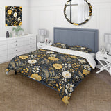 Black And Yellow Boho Botanical - Duvet Cover Set