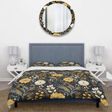 Black And Yellow Boho Botanical - Duvet Cover Set