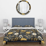 Black And Yellow Boho Botanical - Duvet Cover Set
