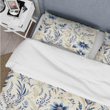 Coastal Neutrals Flowers Pattern - Duvet Cover Set