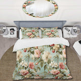 Antique Peonies Botanical Pattern - Duvet Cover Set