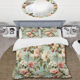 Antique Peonies Botanical Pattern - Duvet Cover Set