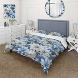 Arctic Blue And White Botanical Pattern - Duvet Cover Set