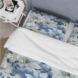 Arctic Blue And White Botanical Pattern - Duvet Cover Set