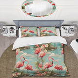 Coastal Flamingo Fusion Coastal Pattern - Duvet Cover Set