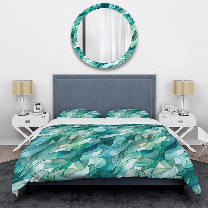Seaglass Mosaic Emerald Coastal Pattern - Duvet Cover Set