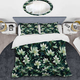 Green Floral Flourishes  Elegance - Duvet Cover Set