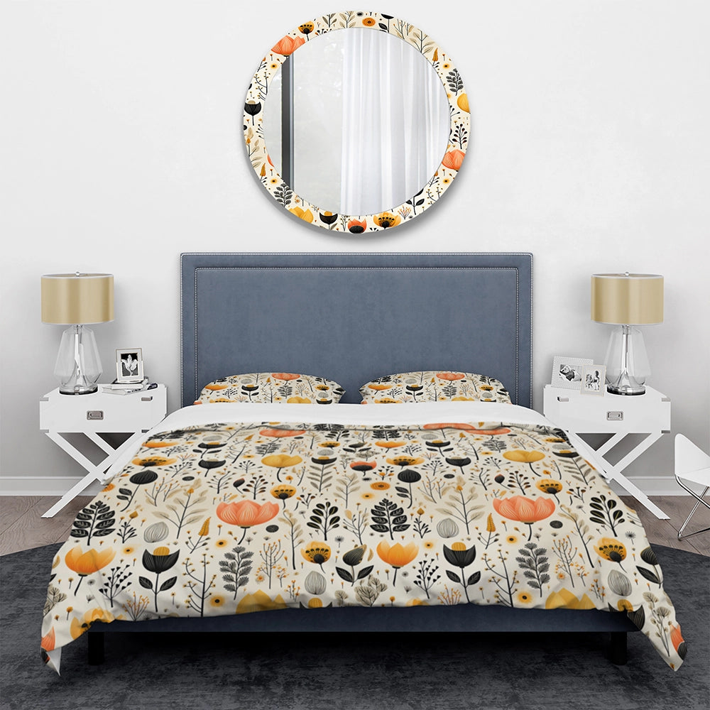 Beige Bohemian Bliss Floral Pattern - Duvet Cover Set