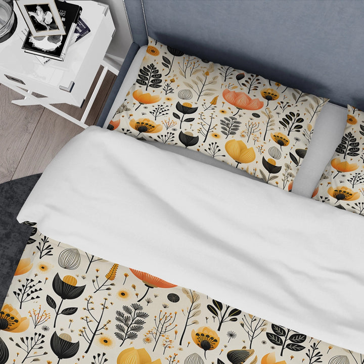 Beige Bohemian Bliss Floral Pattern - Duvet Cover Set