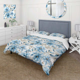 Blue Coastal Harmony Floral Pattern - Duvet Cover Set