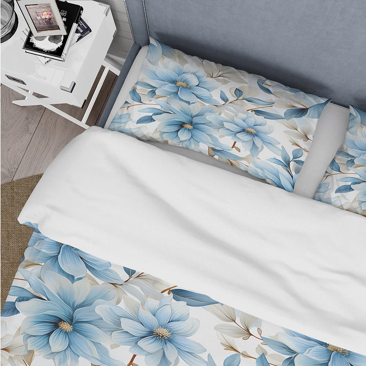 Blue Coastal Harmony Floral Pattern - Duvet Cover Set