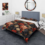 Red Victorian Opulence Floral Pattern - Duvet Cover Set