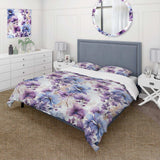 Wonderland  White And Purple Flowers - Duvet Cover Set