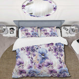 Wonderland  White And Purple Flowers - Duvet Cover Set