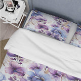 Wonderland  White And Purple Flowers - Duvet Cover Set