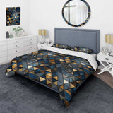 Beige And Blue Triangles Mosaic - Duvet Cover Set