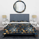 Beige And Blue Triangles Mosaic - Duvet Cover Set