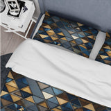 Beige And Blue Triangles Mosaic - Duvet Cover Set