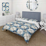 Vintage Cobalt Quadrants Geometric - Duvet Cover Set