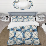 Vintage Cobalt Quadrants Geometric - Duvet Cover Set