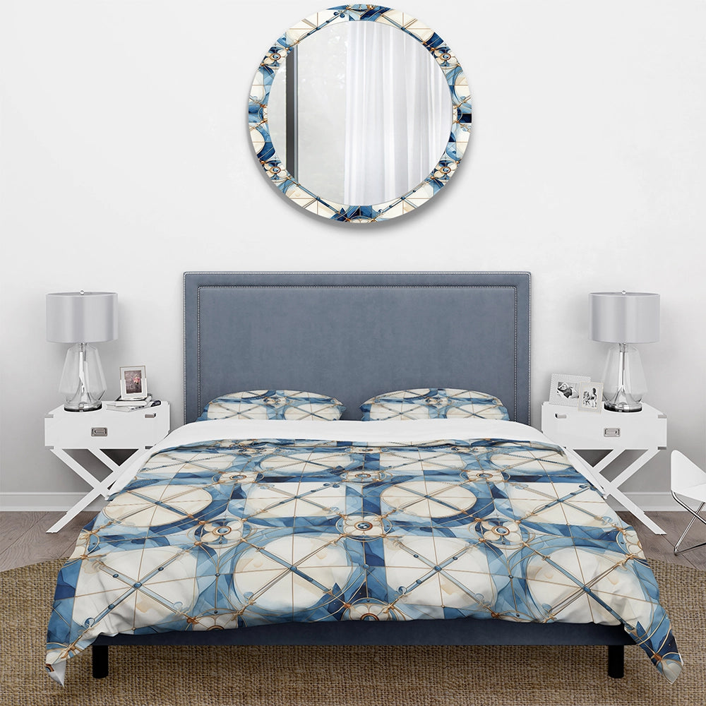 Vintage Cobalt Quadrants Geometric - Duvet Cover Set