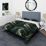 Rich Emerald And Gold Marble Pattern - Duvet Cover Set