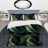 Rich Emerald And Gold Marble Pattern - Duvet Cover Set