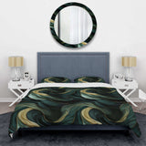 Rich Emerald And Gold Marble Pattern - Duvet Cover Set