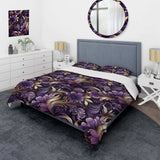 Glamorous Gold And Purple Damask Pattern - Duvet Cover Set