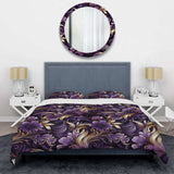 Glamorous Gold And Purple Damask Pattern - Duvet Cover Set