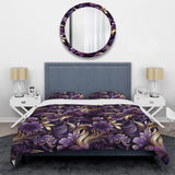 Glamorous Gold And Purple Damask Pattern - Duvet Cover Set