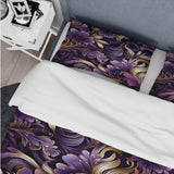 Glamorous Gold And Purple Damask Pattern - Duvet Cover Set