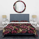 Regal Burgundy Flowers Majesty Elegance - Duvet Cover Set