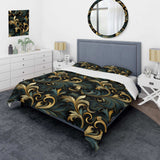 Gold And Blue Luxury Damask Symphony - Duvet Cover Set