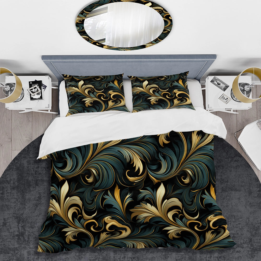 Gold And Blue Luxury Damask Symphony - Duvet Cover Set