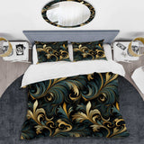 Gold And Blue Luxury Damask Symphony - Duvet Cover Set