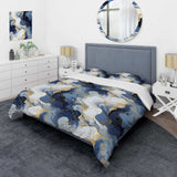 Celestial Gold And Blue Marble Pattern - Duvet Cover Set