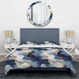 Celestial Gold And Blue Marble Pattern - Duvet Cover Set