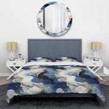 Celestial Gold And Blue Marble Pattern - Duvet Cover Set