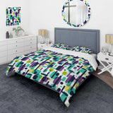 Green And Purple Groovy Grid Adventure - Duvet Cover Set